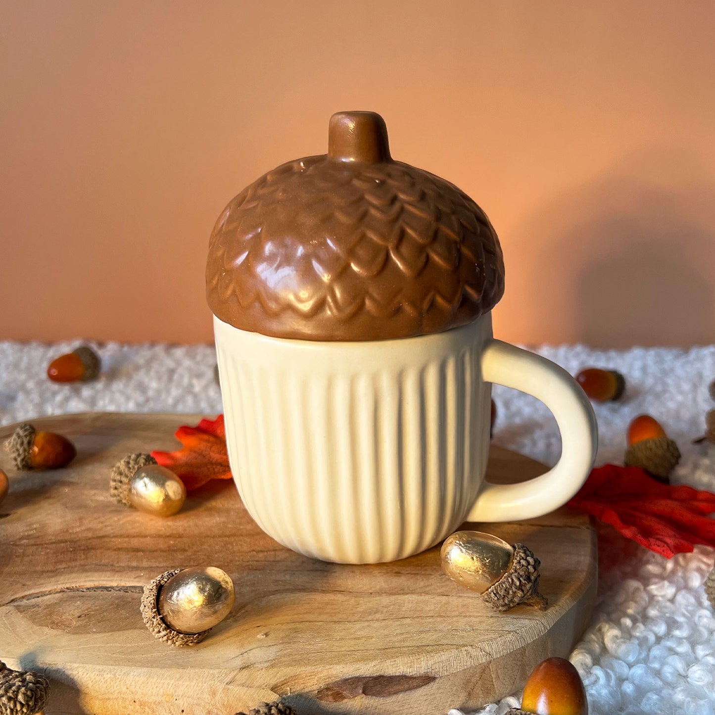 Mug automne noisette avec couvercle