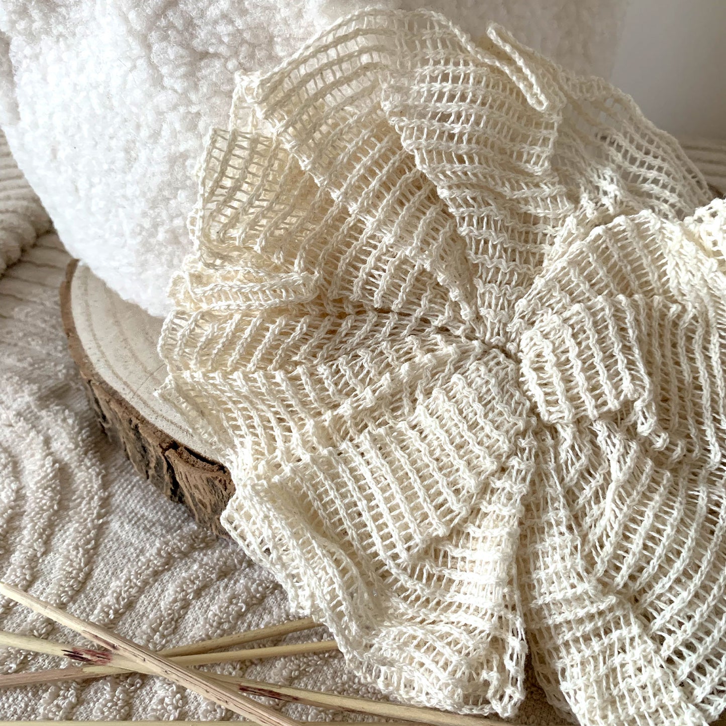 Fleur de douche naturelle biodégradable en ramie