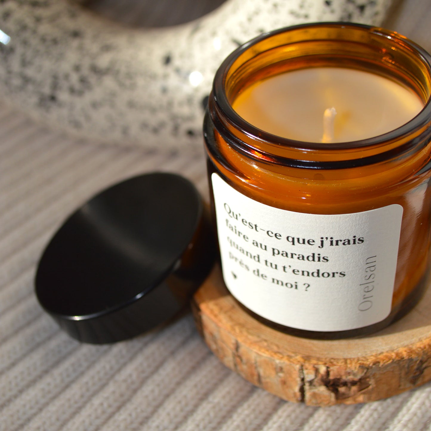 Bougie citation "Qu'est-ce que j'irais faire au paradis"