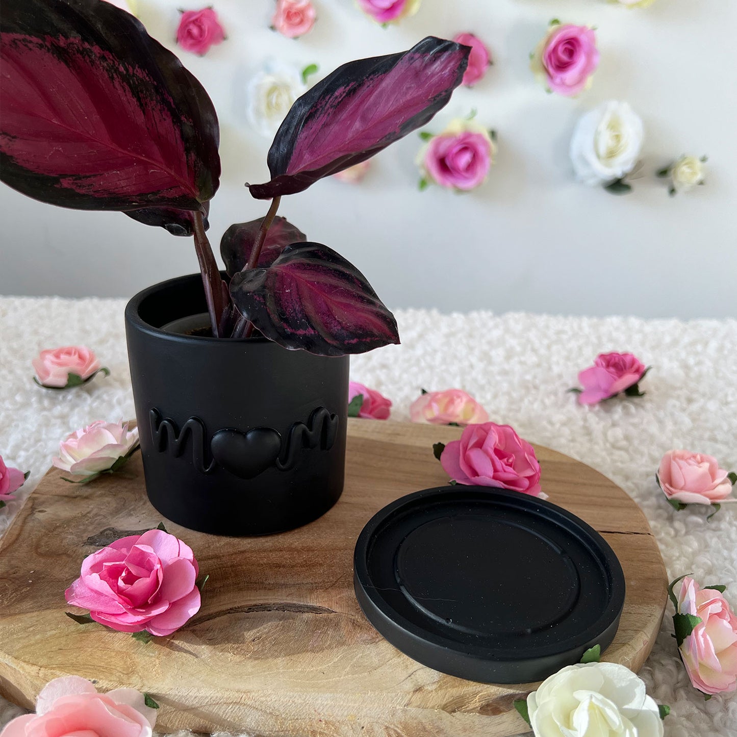 Cache pot Maman "Mom" fait main noir