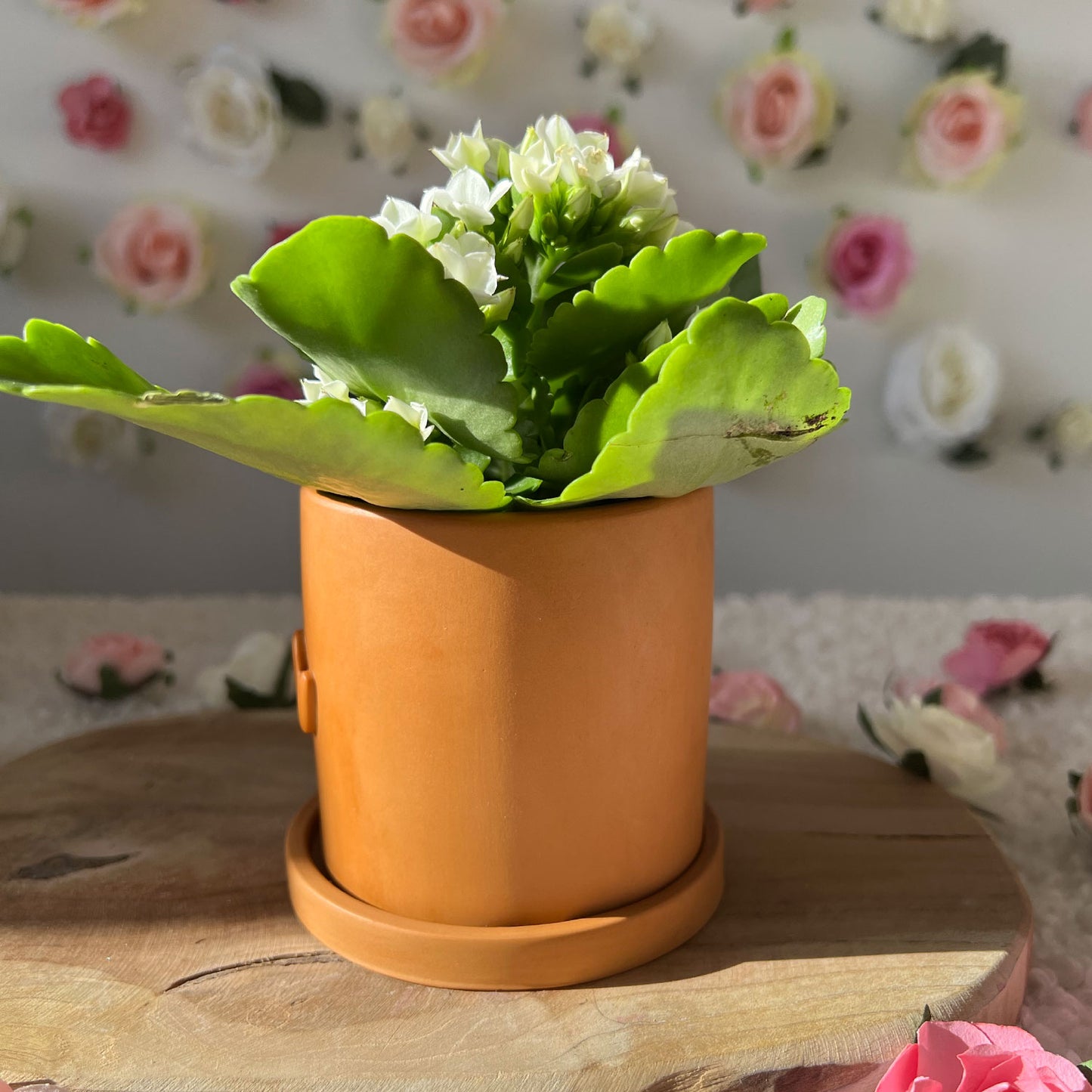 Cache pot fait main Maman "Mom" Ocre