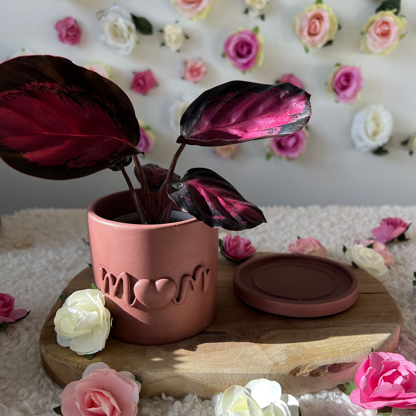 Cache pot fait main Maman "Mom" Prune