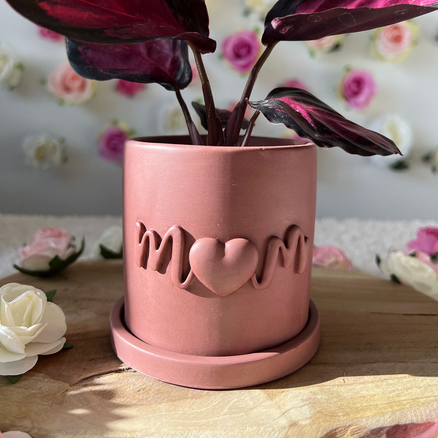 Cache pot fait main Maman "Mom" Prune