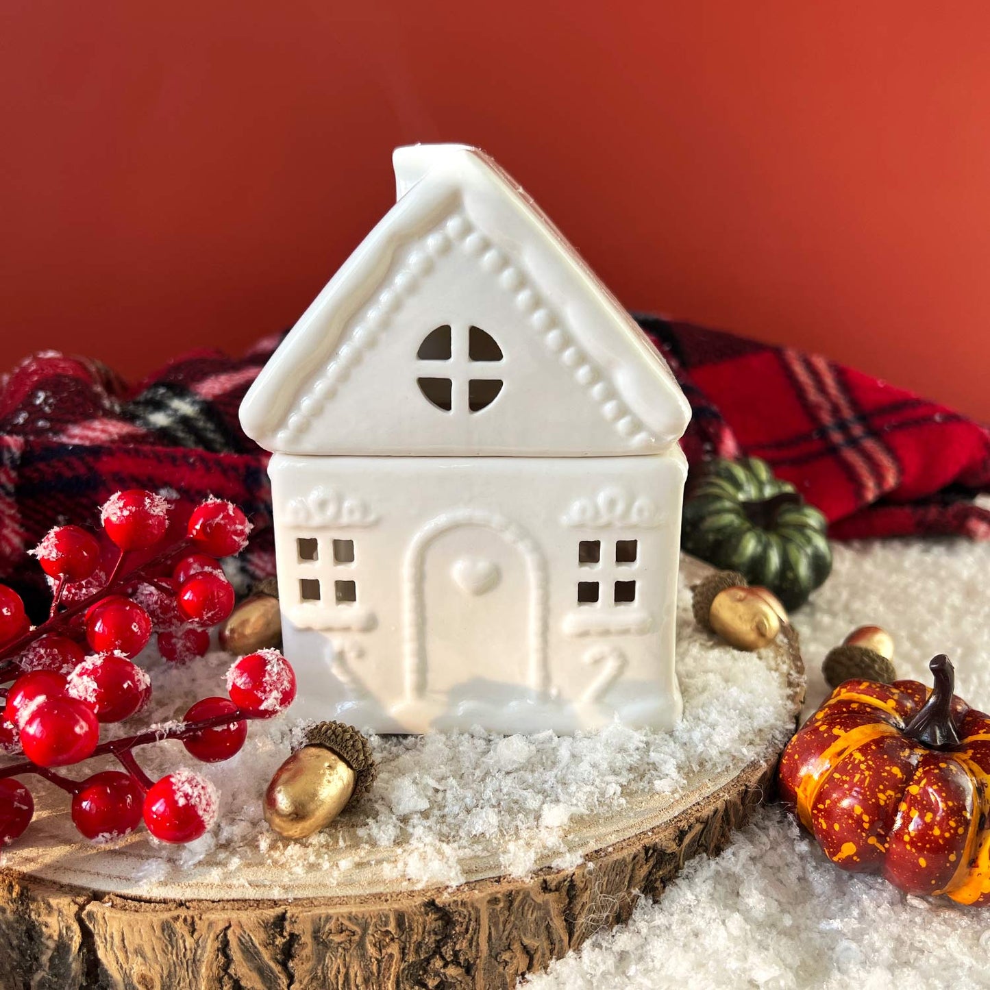 Brûleur Maison pain d'épices Noël blanc