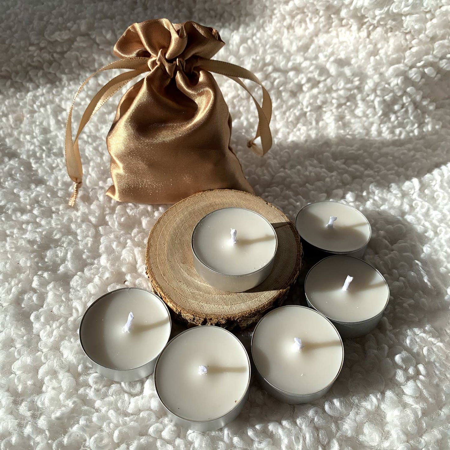 Lot de 6 bougies chauffe-plat naturelles en cire de colza