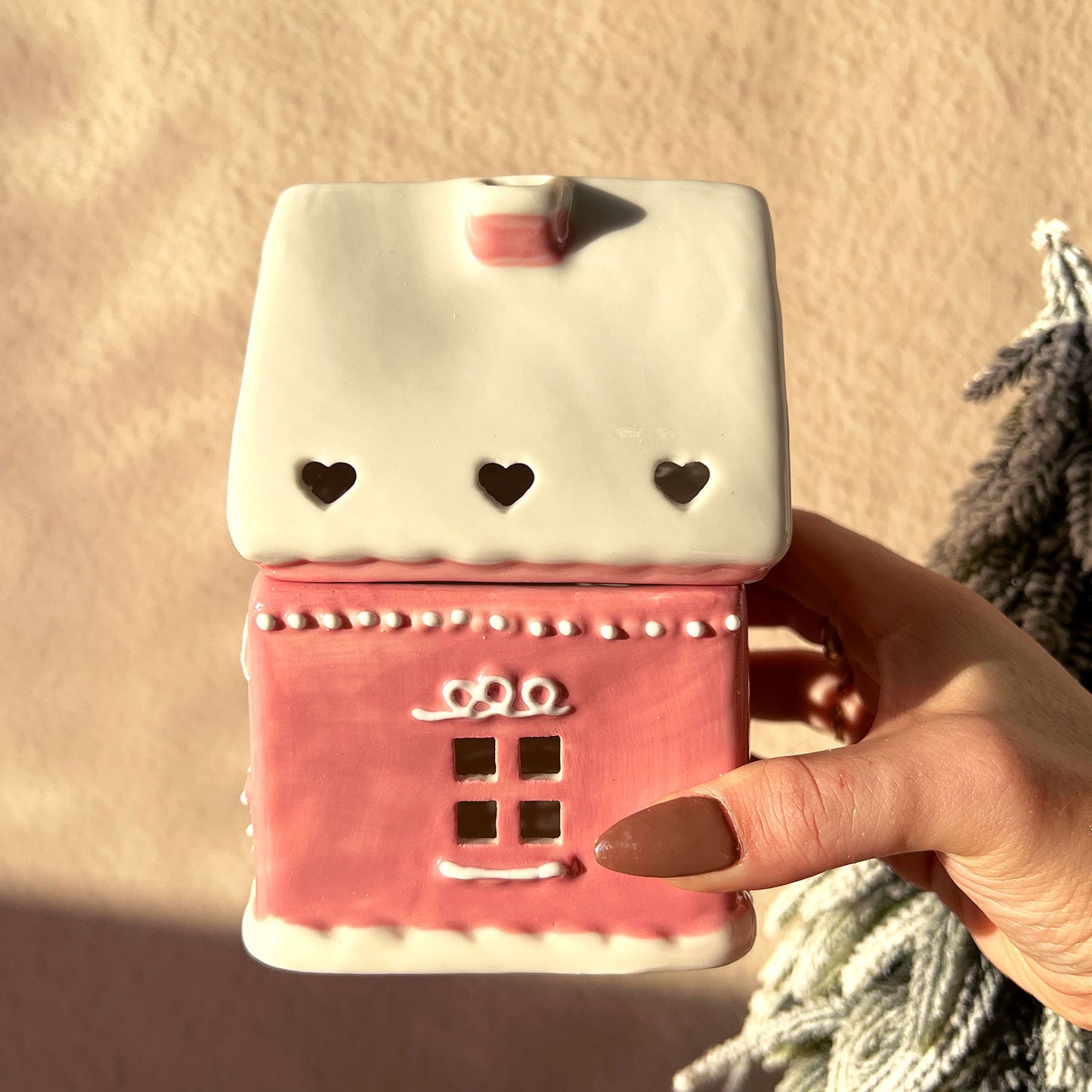 Brûleur Maison pain d'épices Noël rose