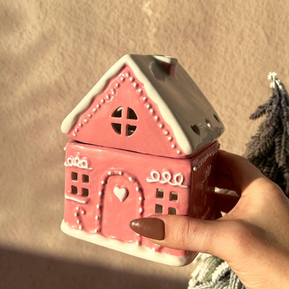 Brûleur Maison pain d'épices Noël rose