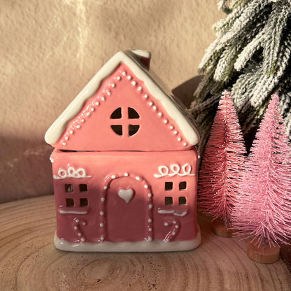 Brûleur Maison pain d'épices Noël rose