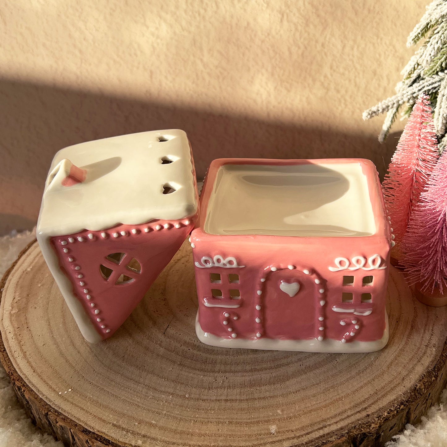 Brûleur Maison pain d'épices Noël rose