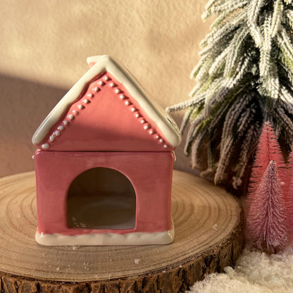 Brûleur Maison pain d'épices Noël rose