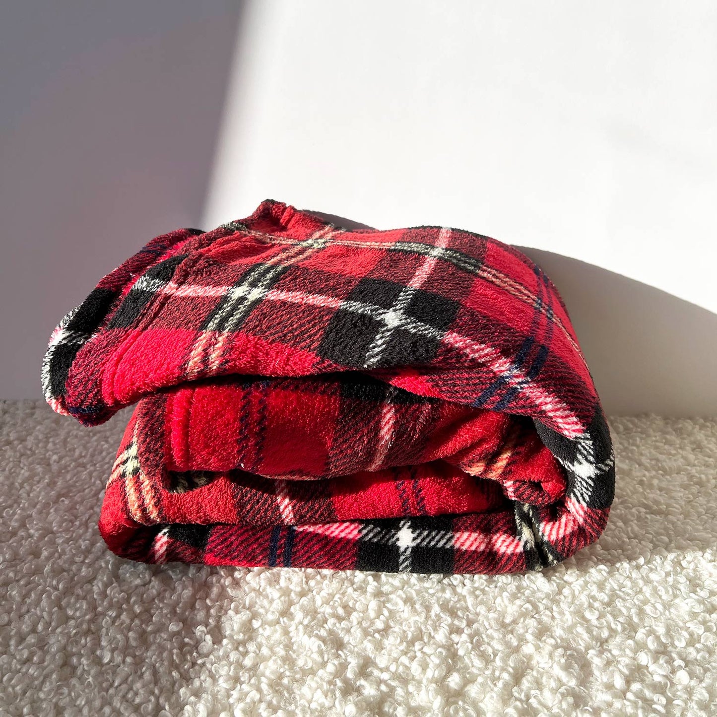 Plaid tout doux à carreaux 125x150cm rouge
