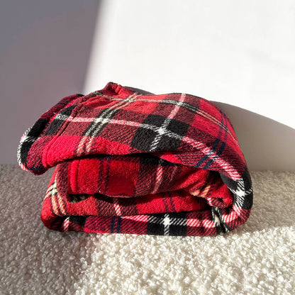 Plaid tout doux à carreaux 125x150cm rouge