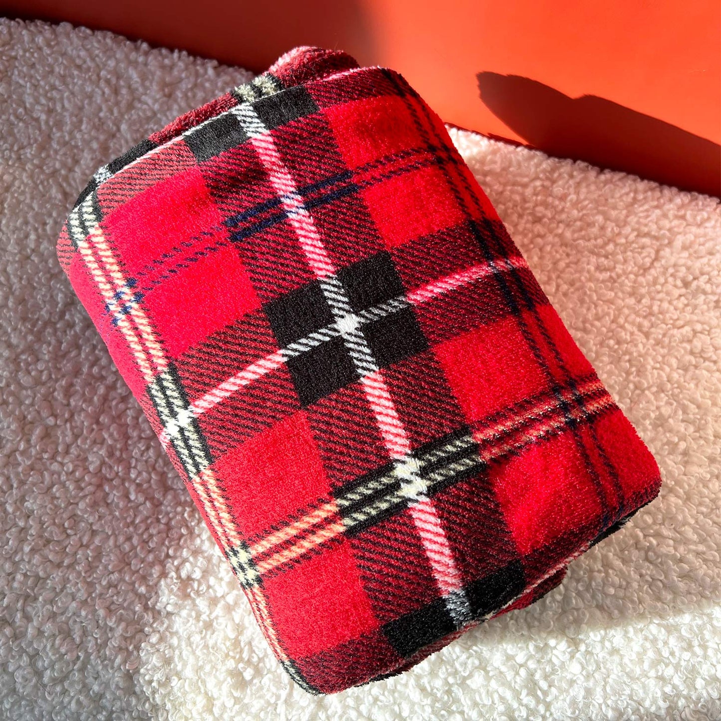Plaid tout doux à carreaux 125x150cm rouge