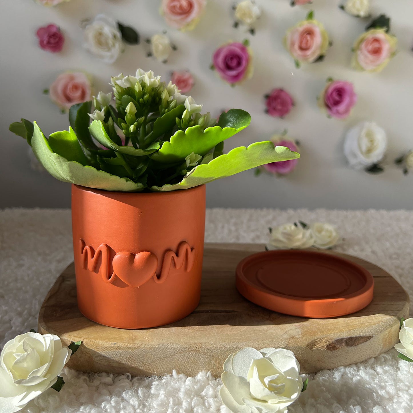 Cache pot Terracotta Maman "Mom" fait main