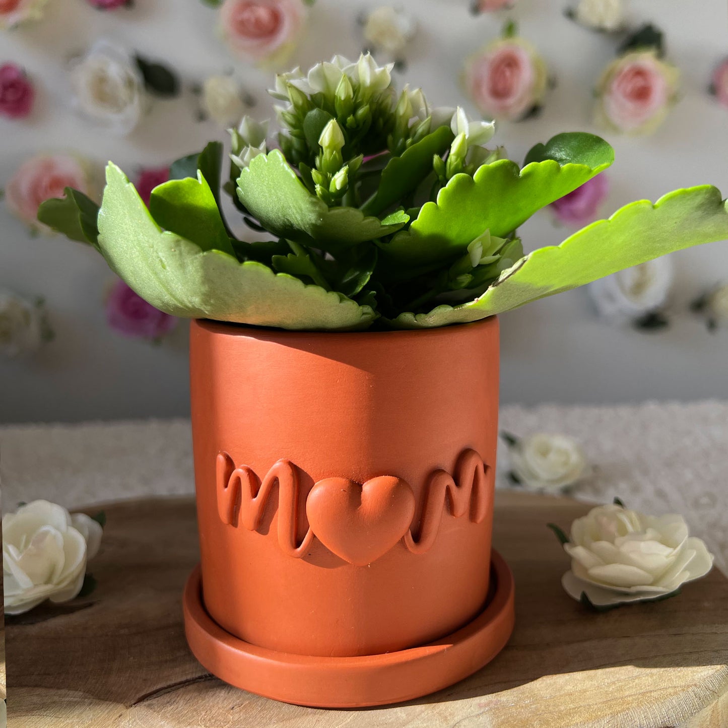 Cache pot Terracotta Maman "Mom" fait main
