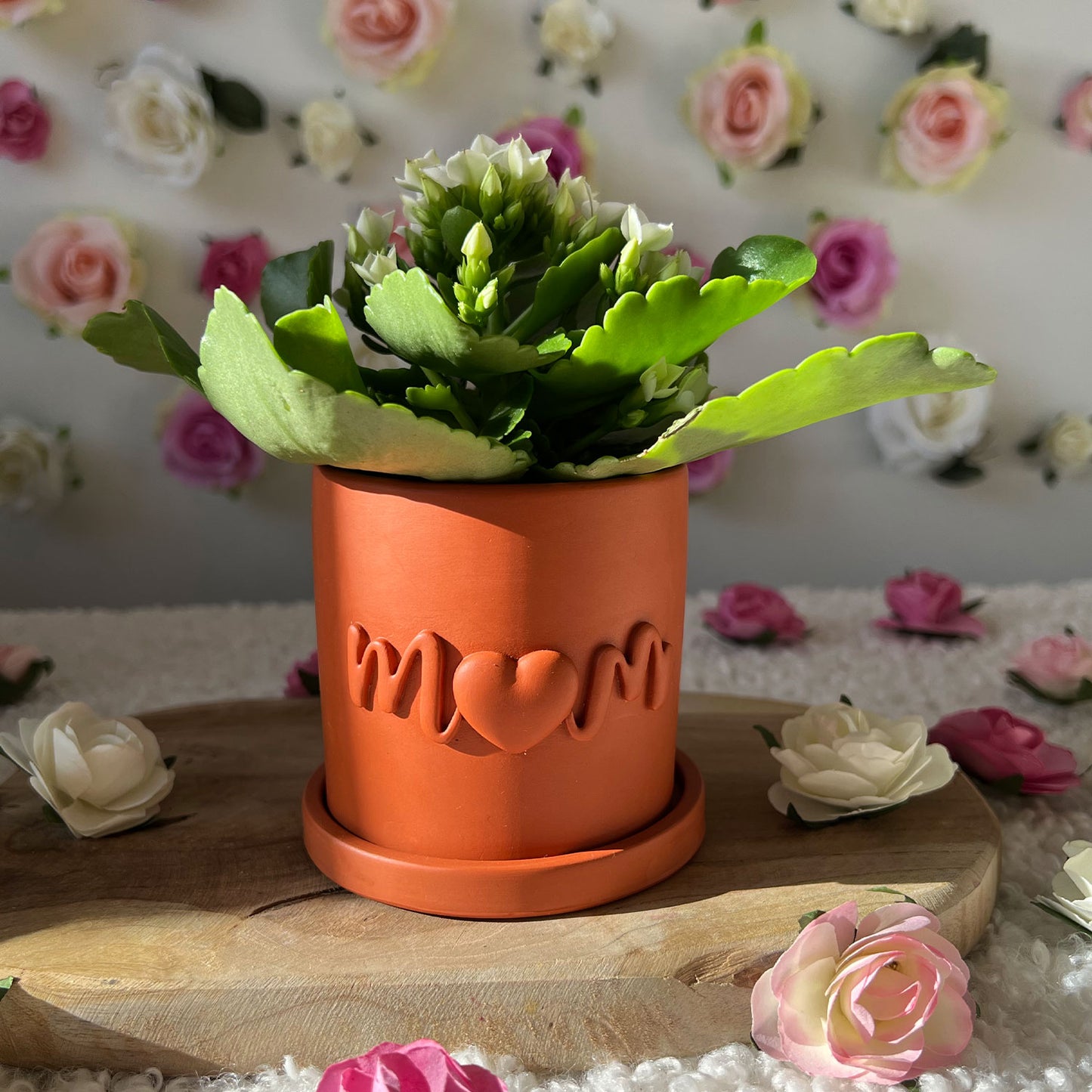 Cache pot Terracotta Maman "Mom" fait main