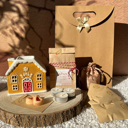 Petit coffret cadeau Fondants parfumés et Brûleur maison pain d'épices