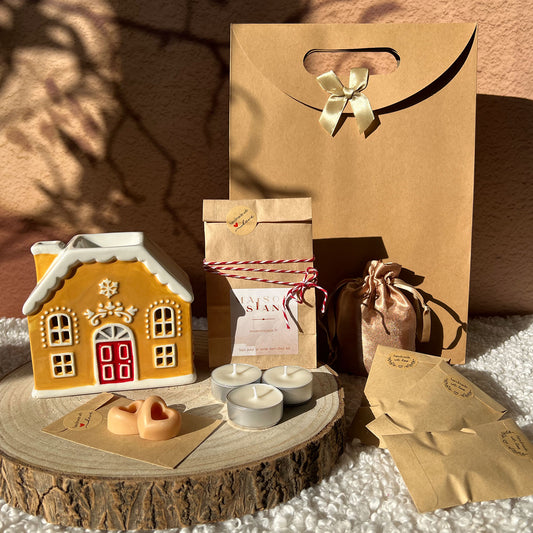 Petit coffret cadeau Fondants parfumés et Brûleur maison pain d'épices