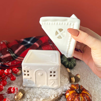 Brûleur Maison pain d'épices Noël blanc