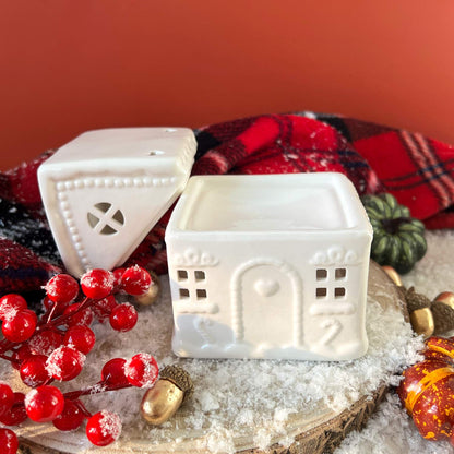 Brûleur Maison pain d'épices Noël blanc