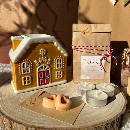 Petit coffret cadeau Fondants parfumés et Brûleur maison pain d'épices