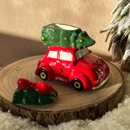 Brûleur de Noël voiture rouge avec sapin original