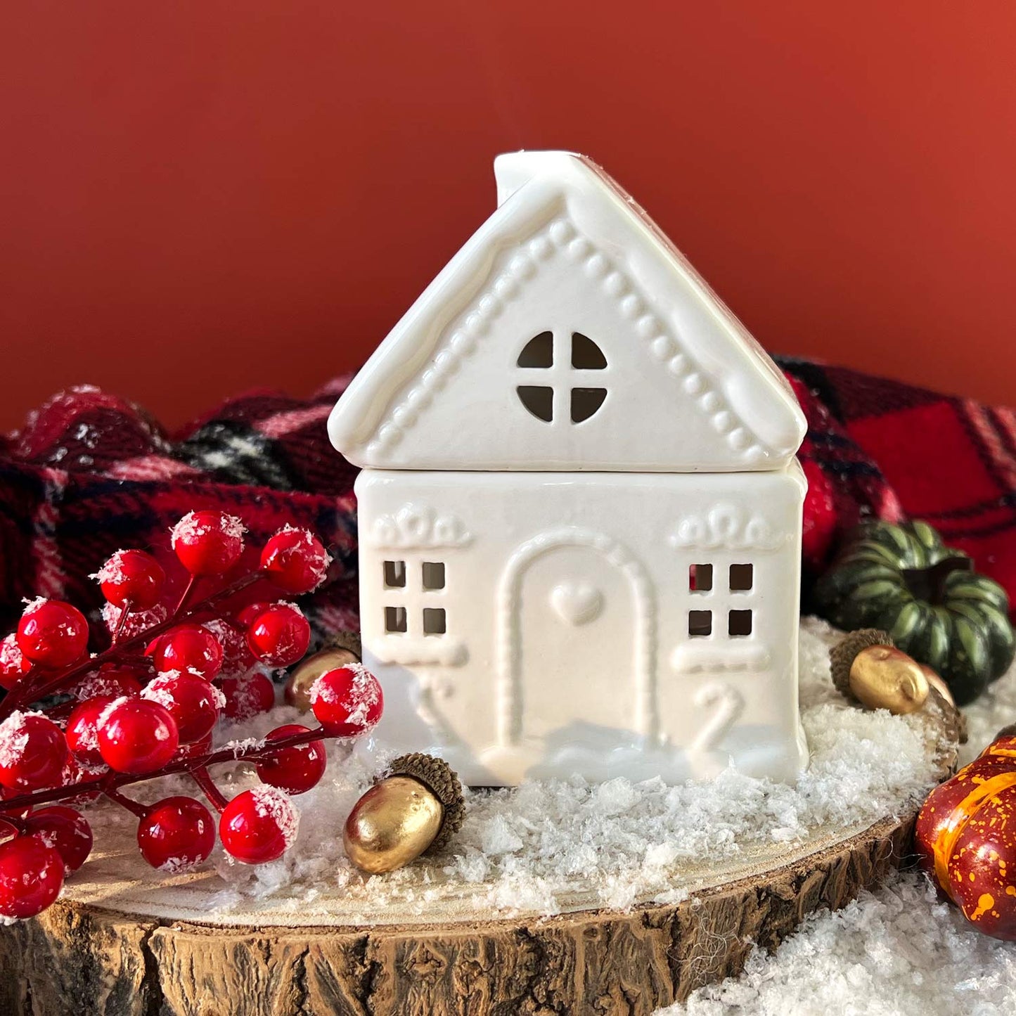Brûleur Maison pain d'épices Noël blanc