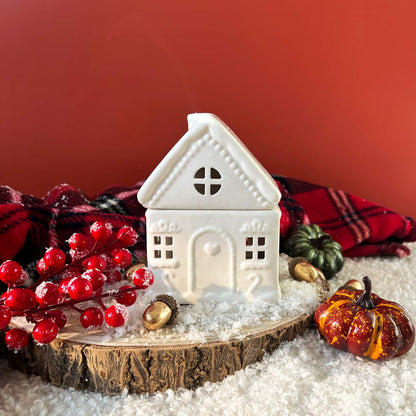Brûleur Maison pain d'épices Noël blanc