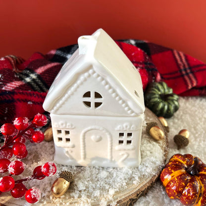 Brûleur Maison pain d'épices Noël blanc